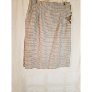 Women's Norton McNaughton Light Blue Lined Houndstooth Skirt  Size 14 (H214)